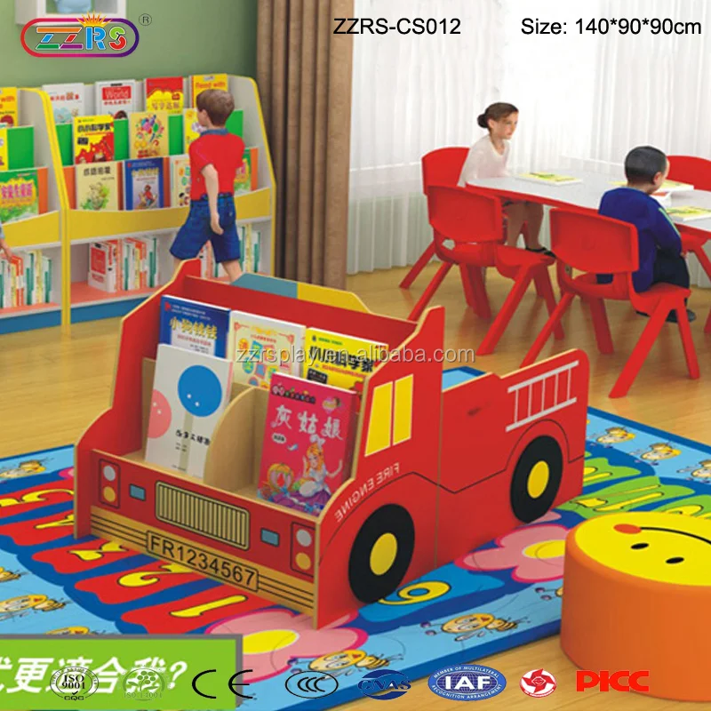 
kindergarten preschool equipment wooden portable book shelf for kids 