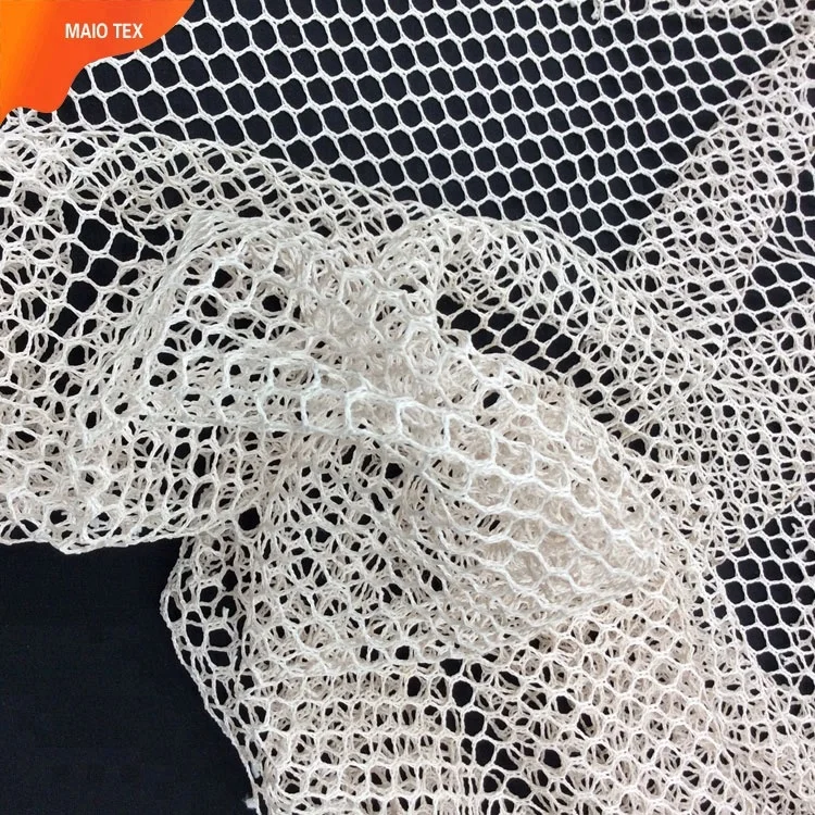 
warp knitting textile 100%polyester silk soft net hex mesh fabric for fishing net 