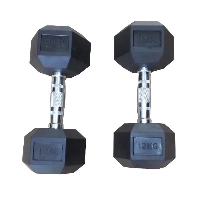 
12kg Hex Rubber Dumbbell for Professional Weight Training 