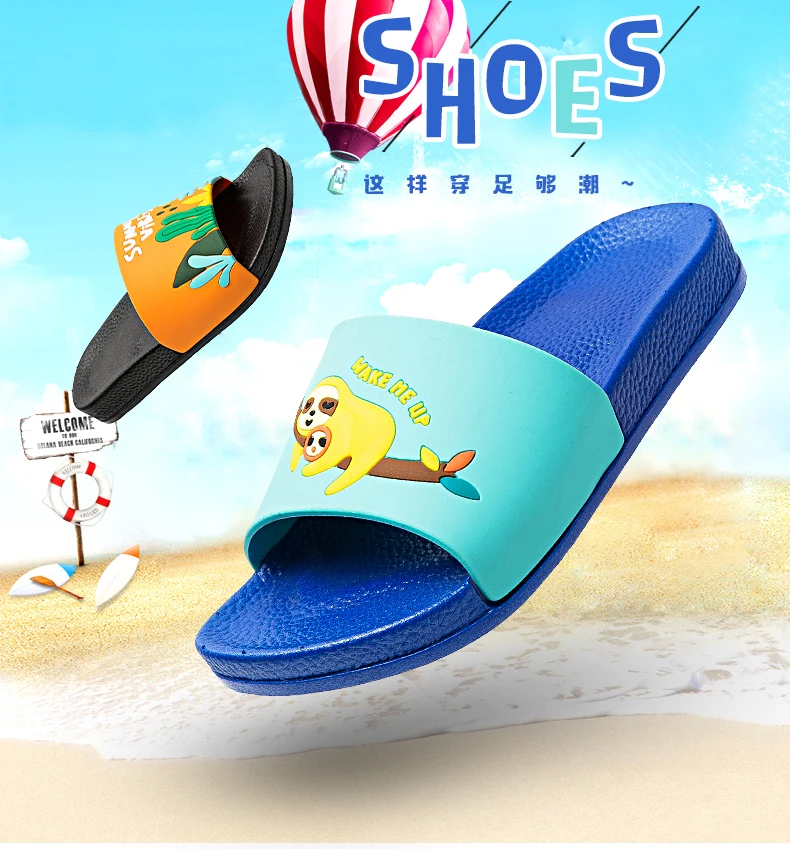Летние модные новые детские сандалии с мультяшными персонажами пещера обувь для мальчиков и девочек Нескользящие Детские тапочки для пляжа