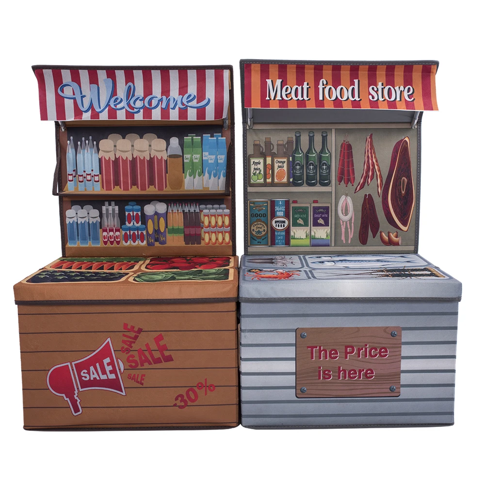 
Children Cartoon Foldable Market Stall Kids Box Play Desk Toy Storage Boxes and Bins 