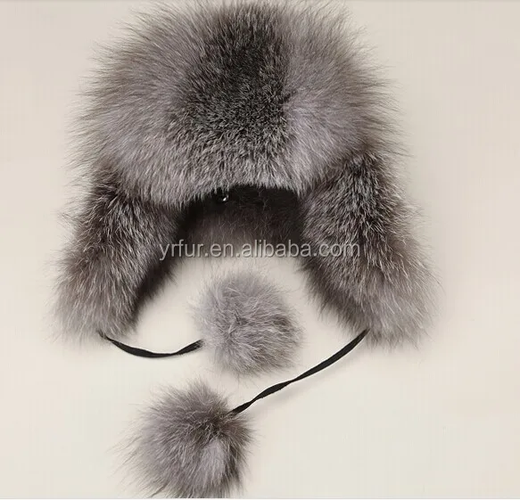 YR434B Winter Hat  Russian Style Women Fashion Silver fox fur hats
