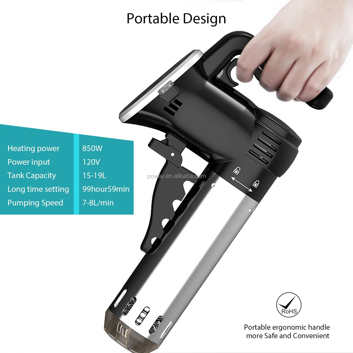 
Poway High Quality Sous Vide Precise Temperature Setting and Digital Timer Slow Cooker for Healthy Food at Home and Hotel 850W 