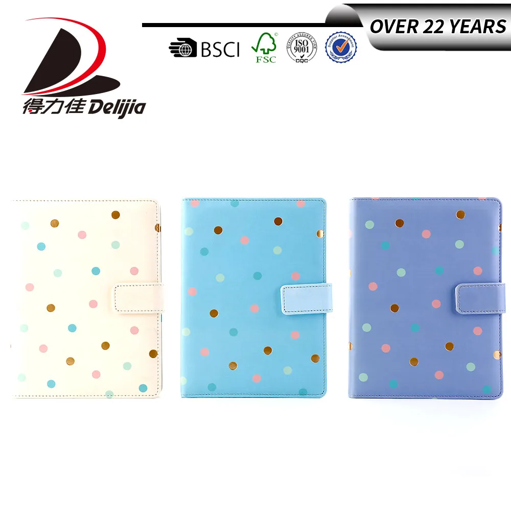 1805025 Wave point pattern genuine leather free sample floral notebook