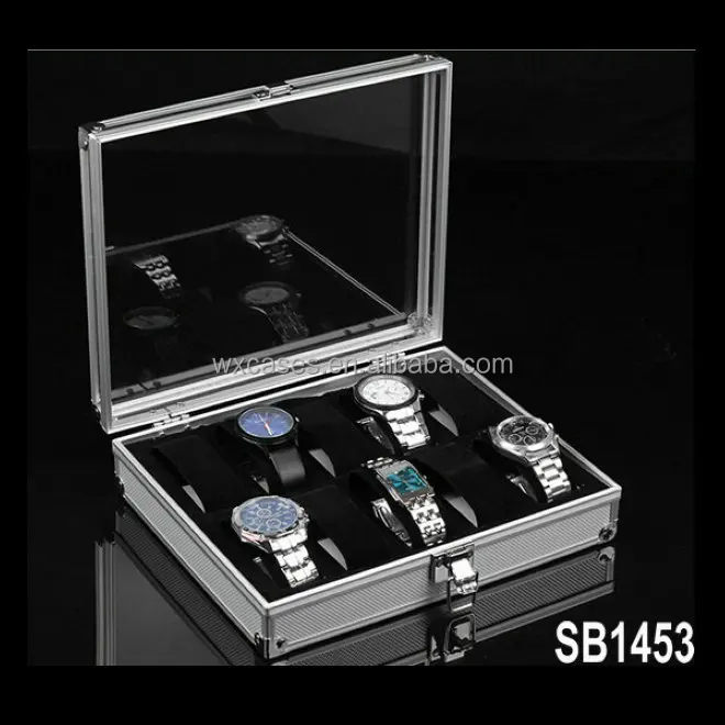 10 slot aluminum wrist watch box custom box watch  transparent watch box