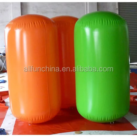 inflatable buoys in cylinder tube shape for water triathlons advertising