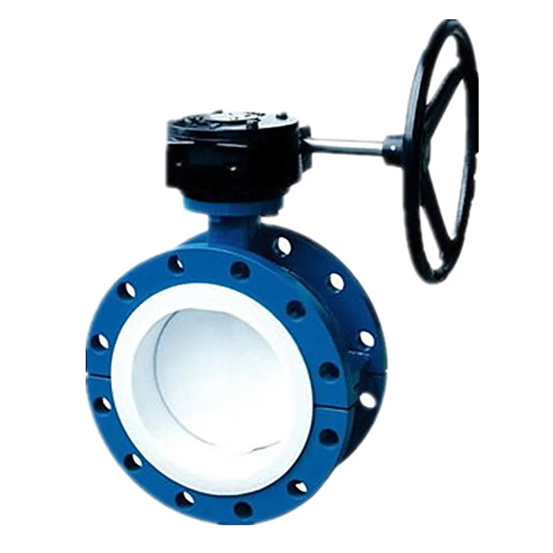 PTFE Lined Double Flange  Butterfly Valve Water Concentric Pneumatic Control Valve