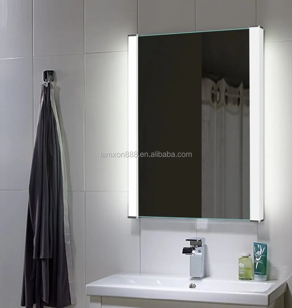 Lamxon LED bathroom backlit hotel mirror with acrylic lighting and infrared sensor switch
