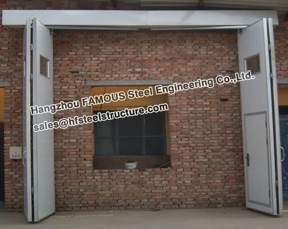 sectional folding door used in steel garage and workshop