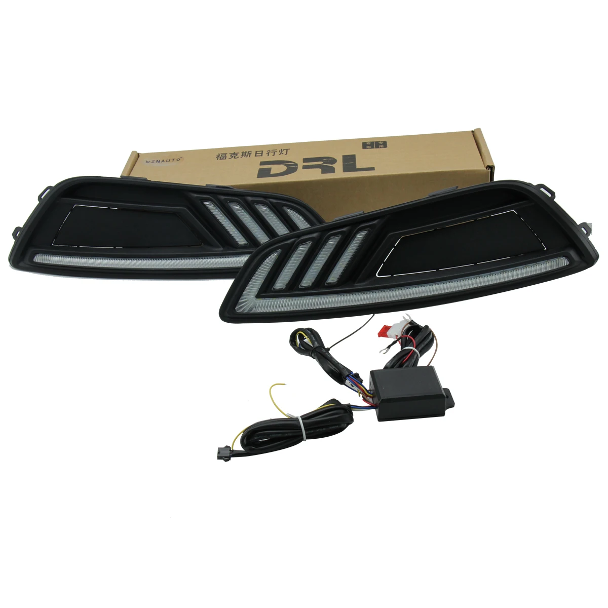 Dual color flexible led drl daytime running light for Ford New Focus  2015 with yellow blue light