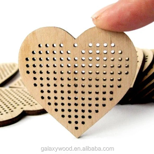 wholesale Customized heart shape wooden cross stitch for diy projects and crafts