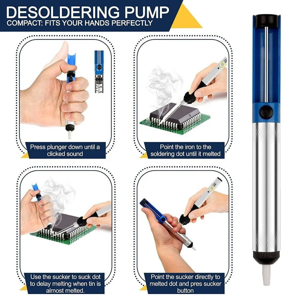 
14pcs 60w Soldering Iron Kit Adjustable Temperature Soldering-iron Gun Kit with Soldering Tips, Desoldering Pump, Tweezers 
