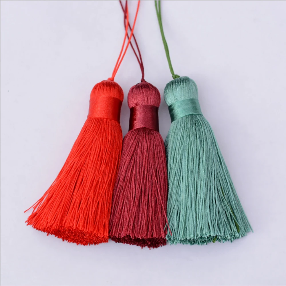 LONGJIE оптовая продажа бесплатный образец 7 см нейлоновая декоративная шелковая кисточка для изготовления ювелирных изделий