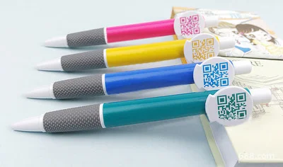 
Wholesale 0.7mm Blue Ink Multi-colored Plastic Ball-point Pen with QR code and Logo Customized 