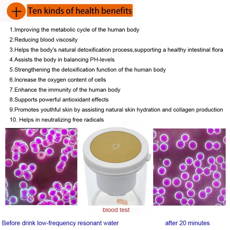 Intelligent Smart Health Small Appliances Hertz Quantum Hydrogen Water Bottle Cell healing water for Beauty medical institution