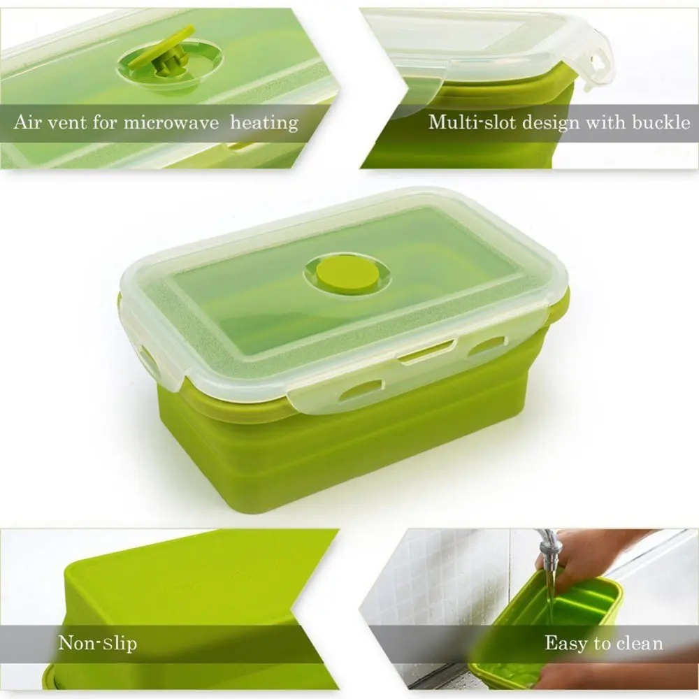 4pcs Silicone Collapsible Mess Tin Portable Boxes Bowl Folding Picnic Food Storage Container Lunchbox