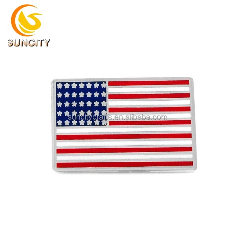 High quality custom logo semi-cloisonn pin Amerian flag hard enamel round and squares lapel pin