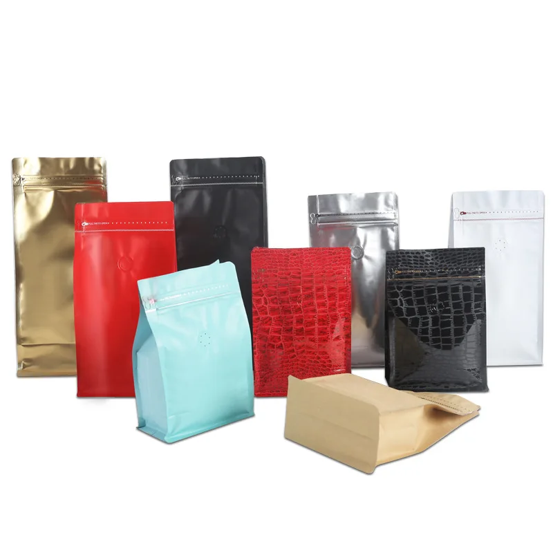 Wholesale 250g 500g 100g Zipper Stand Up Bag Kraft Paper Coffee Bags With Valve