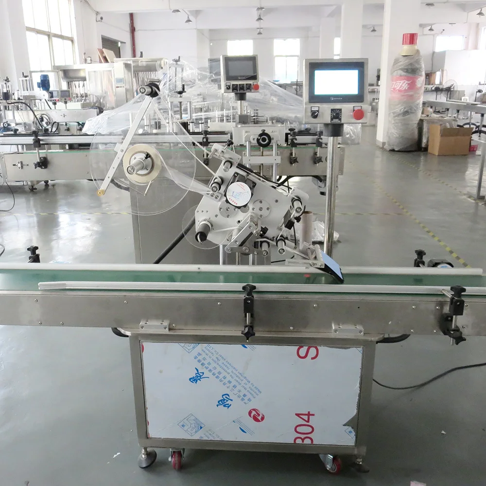 YM210 Automatic carton bottle jar top side flat labeling machine for plastic egg box sticker labeler applicator