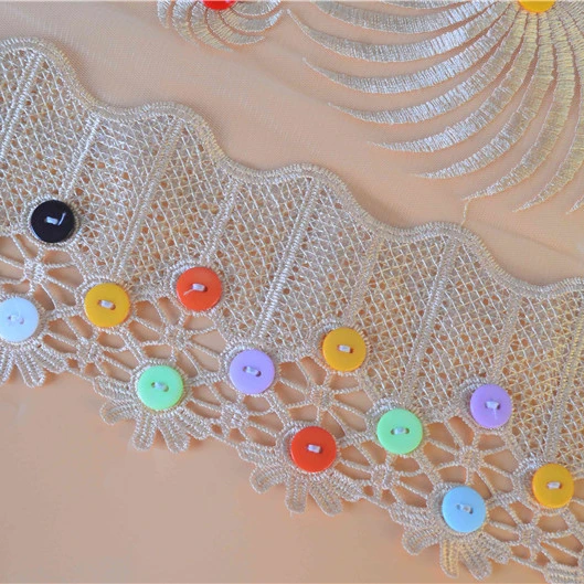 HLSD158 Swiss Quality Textile 100% polyester mesh sequin Embroidery Fabric With Beads for dress