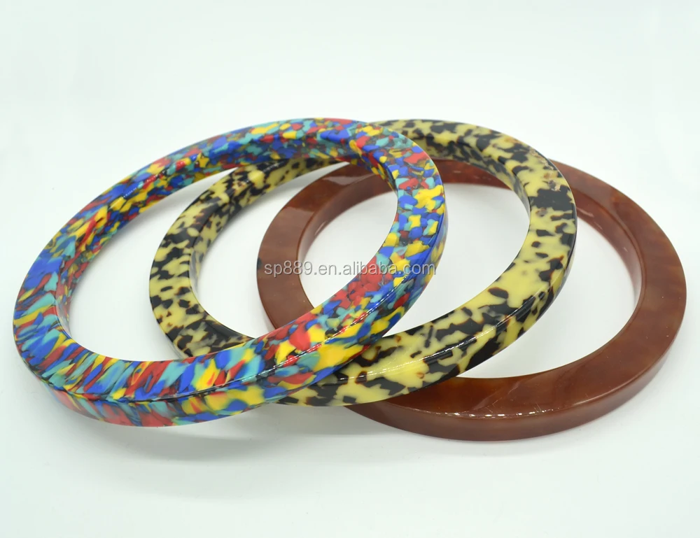 Nice vintage CA bag handle acetate clutch handles round acrylic purse handle big O- ring handles