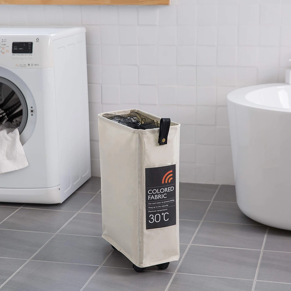 
 Декоративная роликовая корзина для белья с колесиками  