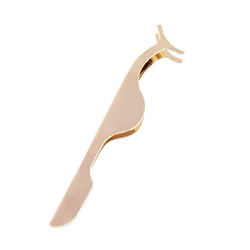 Wholesale Gold Rose Gold Eyelash Applicator Curved Eyelash Tweezer with Packaging Box