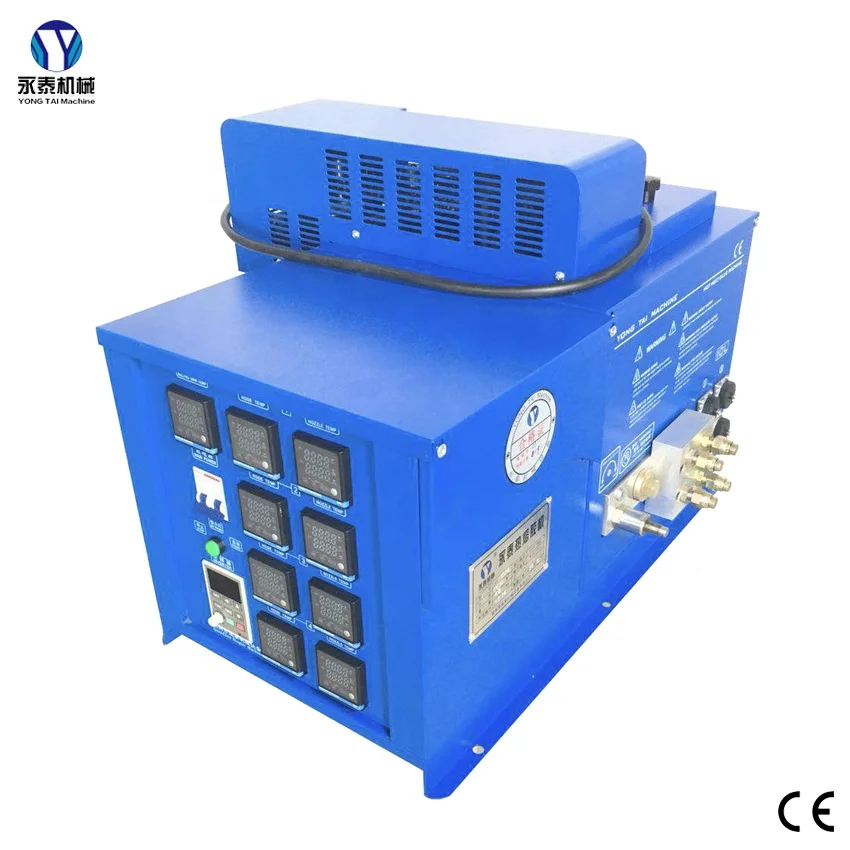 YT-M10P2 10kgs hot melt glue machine for delivering and melting reactive hot melt adhesives.