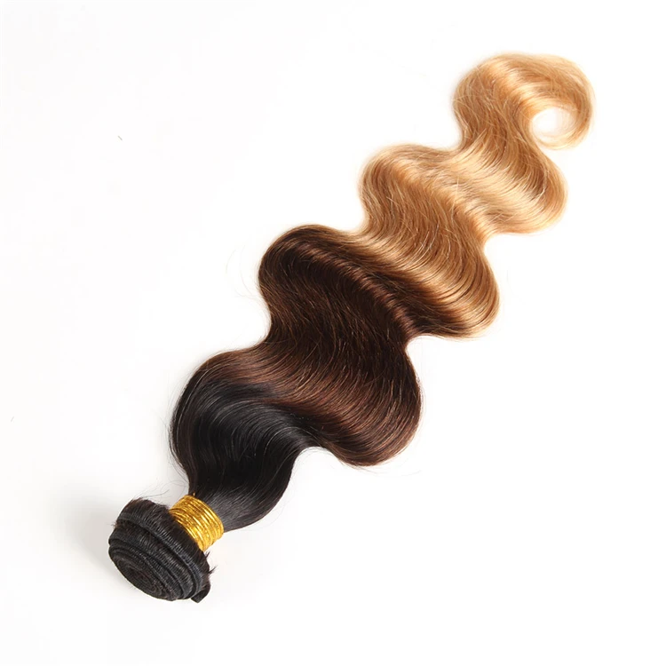 Factory Wholesale Fast Shipping Full Cuticle 100% Virgin Brazilian Ombre Hair Bundles With Lace Closure