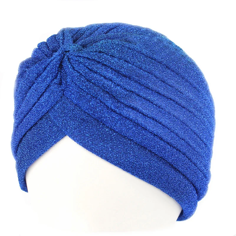 
Hot Selling Simple Classic Design Shiny Shimmer Glitter Sparkly Turban Hats 2017 Women Head Wrap Band Hijab Cap 