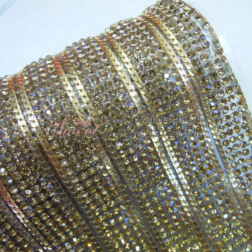 factory wholesale hotfix rhinestone Trimming Mesh for shoes bag garment