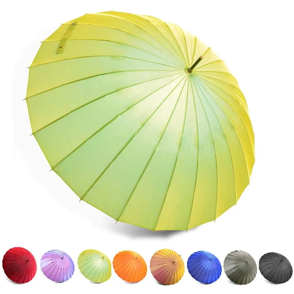 Ovida New Arrival 24 Ribs Advertising Gift Umbrella Special  Chameleon Large Golf Umbrella With Wooden Handle For Promotion