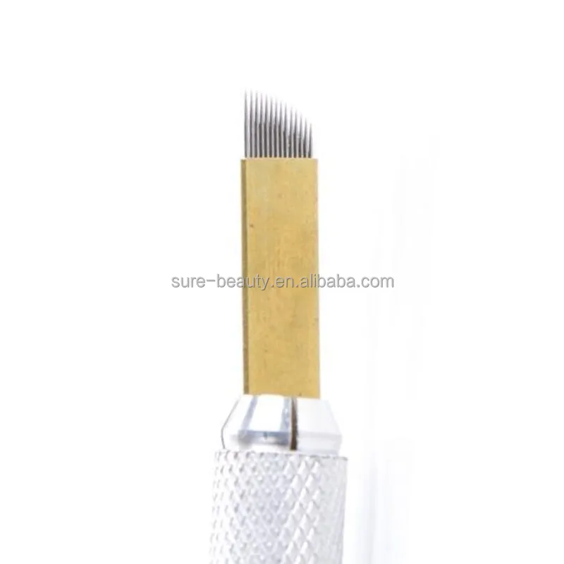 copper golden 0.25mm eyebrow tattoo hard needles with PCD 12pin 14pin 19U / 21U