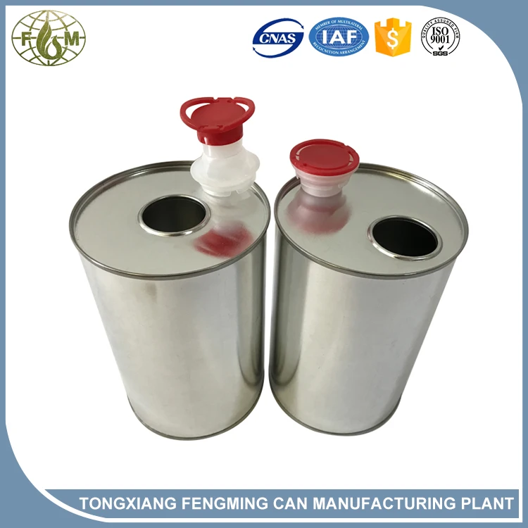 
1 liter metal can with plastic screw lid 