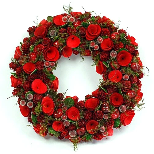 2020 for Christmas indoor use pinecone red berry wreath