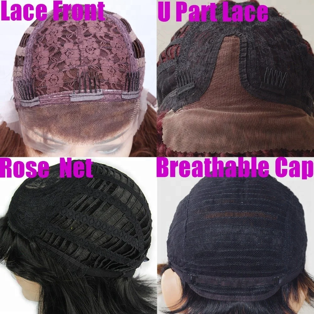 
Korean heat resistant fiber 24inch natural black body wave synthetic lace front wig 