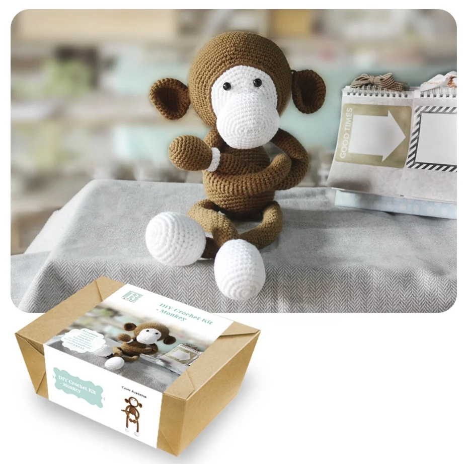 Cute Animal Monkey DIY Knitting kit DIY Crochet Kit
