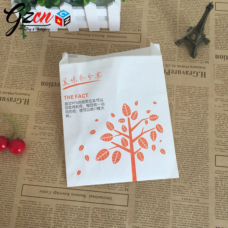 
hot sale good quality grease proof white kraft packing french fries paper bag 