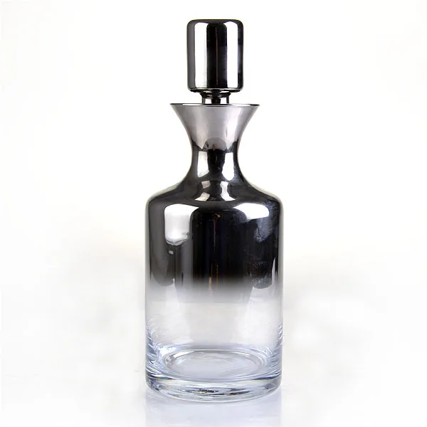 Mintao 1L silver round glass whisky russian liqueur bottle with lid