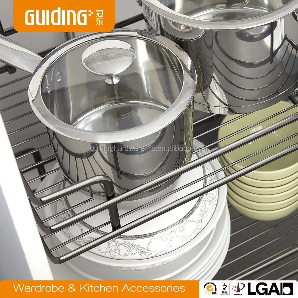 Kitchen chrome storage basket drawer