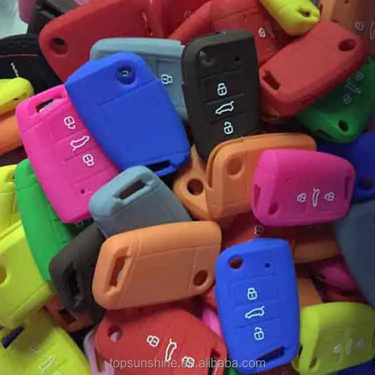 Guangzhou Auto Parts Silicone Remote Keyless Entry Accessories 3 Buttons Car Key Fobs Case Covers for VW Polo