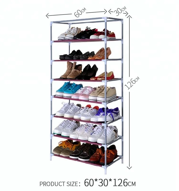 
8 layer non-woven metal foldable shoe rack 