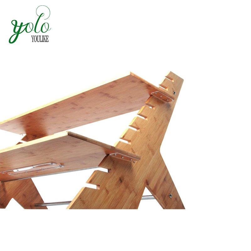 
Adjustable Bamboo Standing Desk Height Stand Up with Monitor Riser 