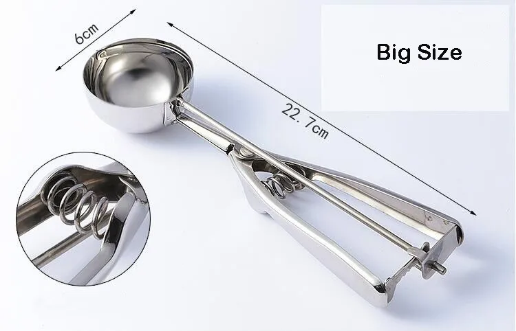 Metal Ice Cream Scooper For Round Balls Commercial Use Stainless Ice Cream Scoop With Handle