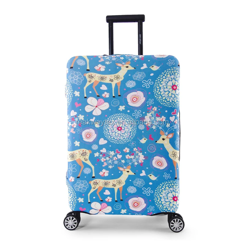 RW-LC-010 Fashion Custom Fallow Deer Pattern Waterproof High Elasticity Stretchable Spandex Suitcase Luggage Cover