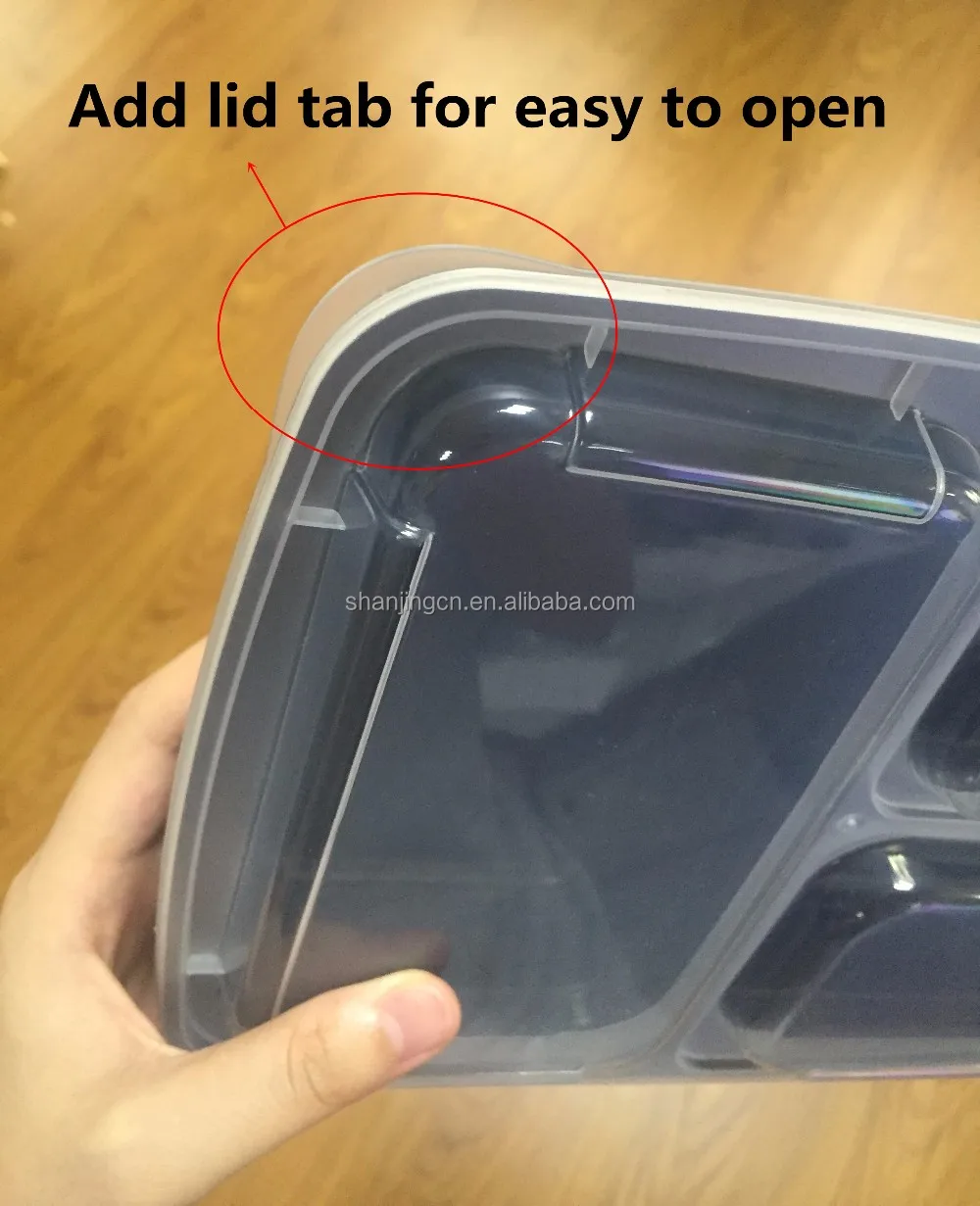 Plastic Food Packaging Containers, Kitchen Tableware  3 Compartment Food Container Storage Box With Lid