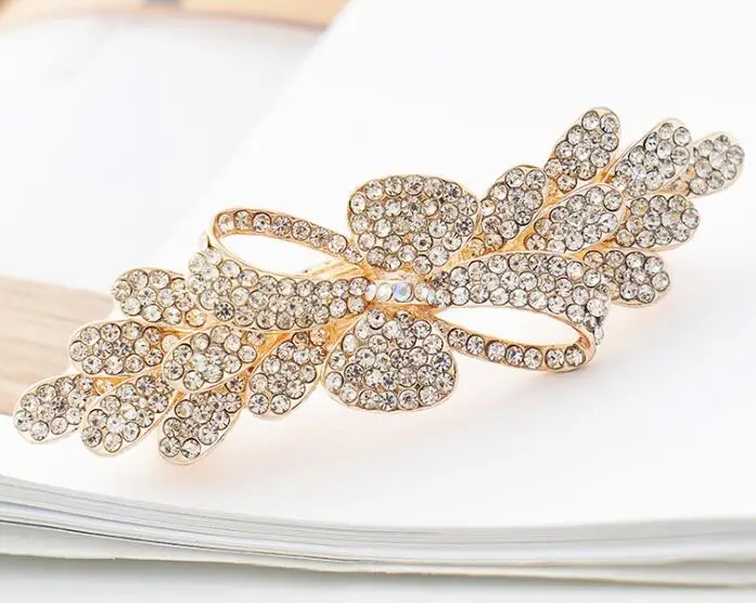 KBFJ002 Latest Fashion barrettes Rhinestone Refinement Bow-tie barrettes