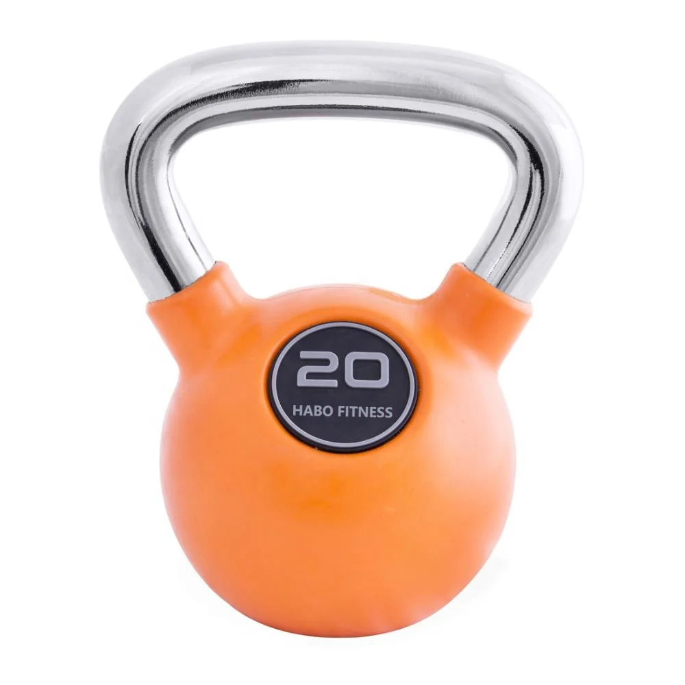 Chrome Handle Color Rubber coated Kettlebell 25lb kettlebell competition