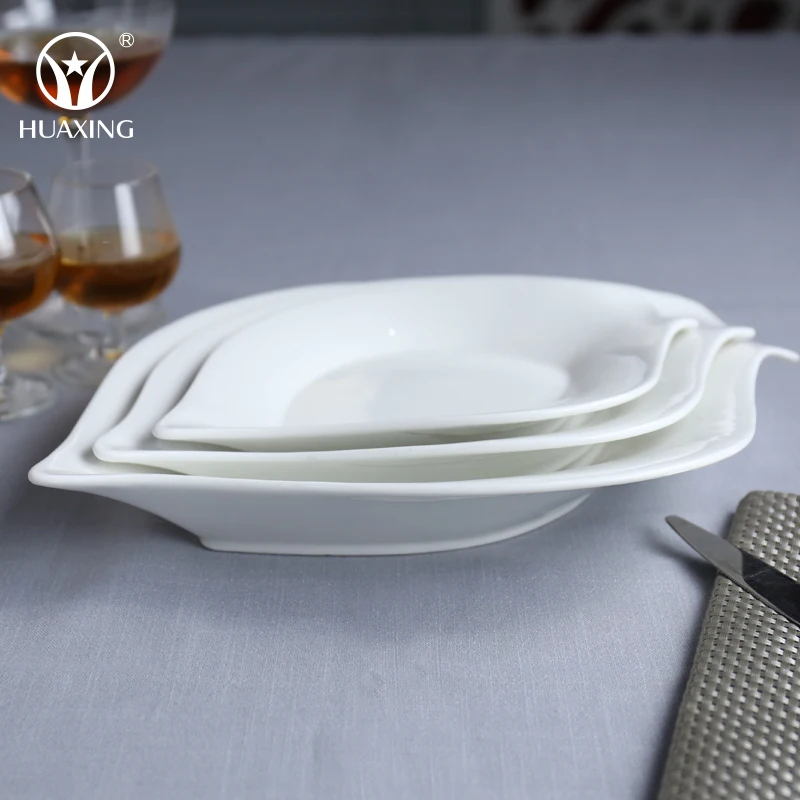 dinnerware restaurant wholesale ceramic leaf shape dish plate for snack food