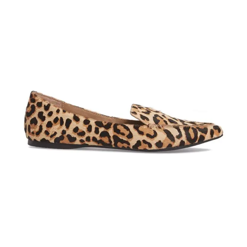new pony hair lofer lazy shoe women slip on casual shoe leather flat shoes